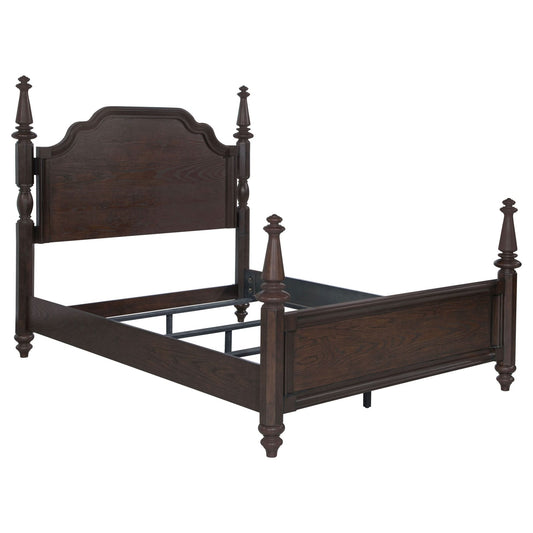 Andover 63 - inch Four Poster Eastern King Bed Dark Oak - Walo Furniture