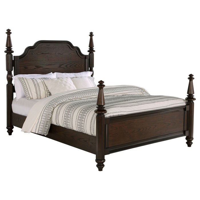 Andover 63 - inch Four Poster Eastern King Bed Dark Oak - Walo Furniture