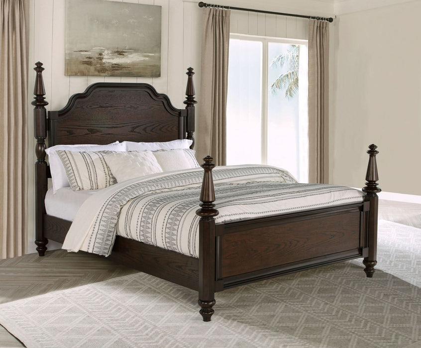 Andover 63 - inch Four Poster Eastern King Bed Dark Oak - Walo Furniture