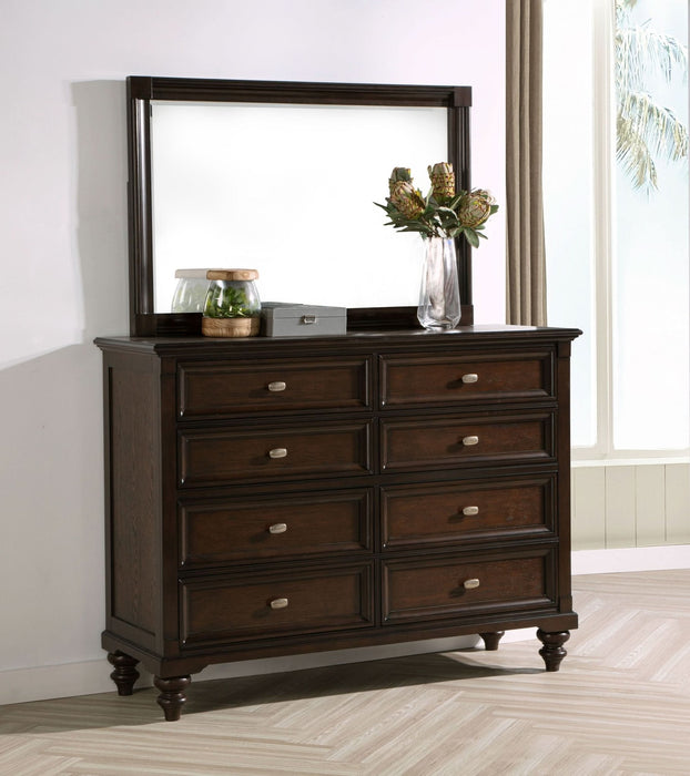 Andover 8 - drawer Dresser and Mirror Dark Oak - Walo Furniture