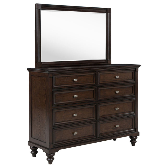 Andover 8 - drawer Dresser and Mirror Dark Oak - Walo Furniture