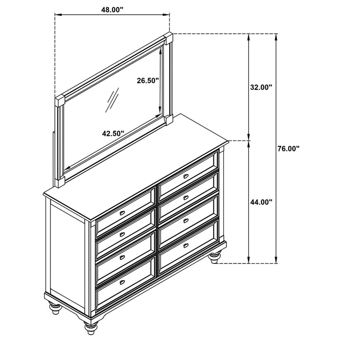 Andover 8 - drawer Dresser and Mirror Dark Oak - Walo Furniture