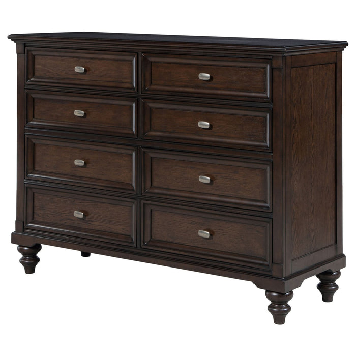 Andover 8 - drawer Dresser Cabinet Dark Oak - Walo Furniture