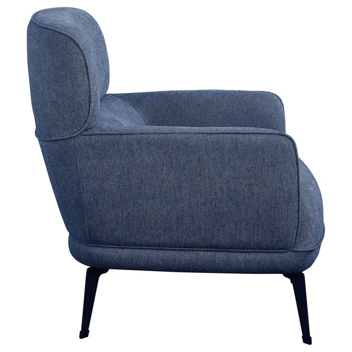 Andrea Upholstered Crecent Arm Accent Chair Blue - Walo Furniture