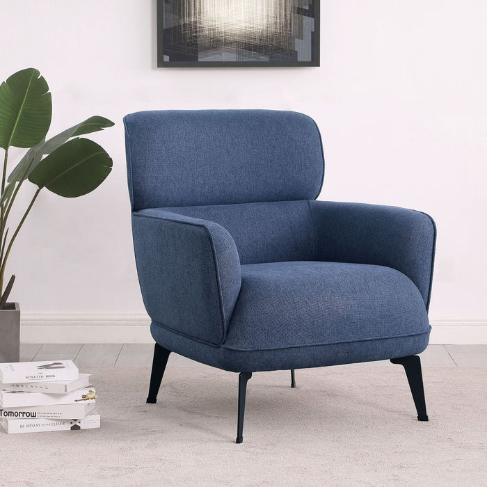 Andrea Upholstered Crecent Arm Accent Chair Blue - Walo Furniture