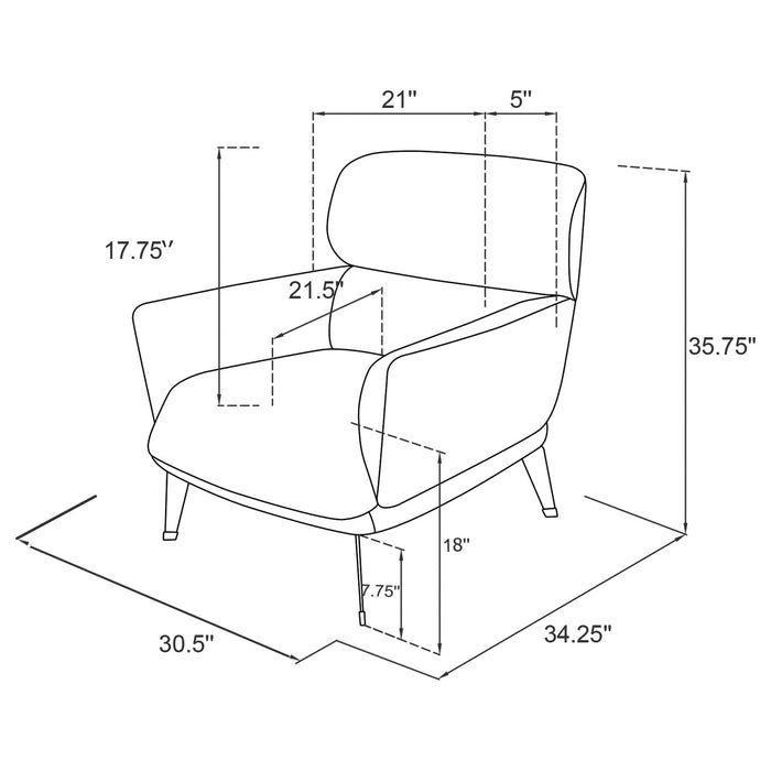 Andrea Upholstered Crecent Arm Accent Chair Grey - Walo Furniture