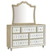 Antonella 7 - drawer Upholstered Dresser with Mirror Ivory - Walo Furniture