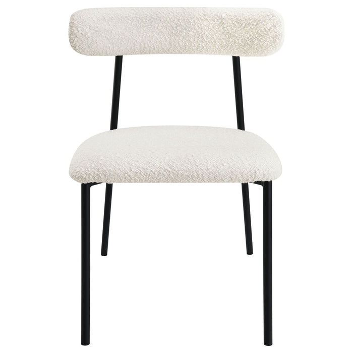 Anzio Boucle Upholstered Dining Side Chair White (Set of 2) - Walo Furniture