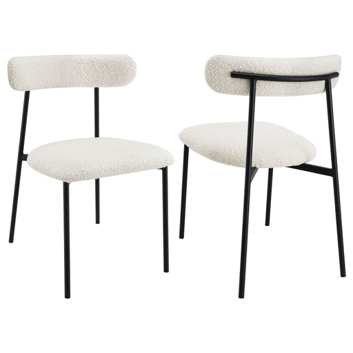 Anzio Boucle Upholstered Dining Side Chair White (Set of 2) - Walo Furniture