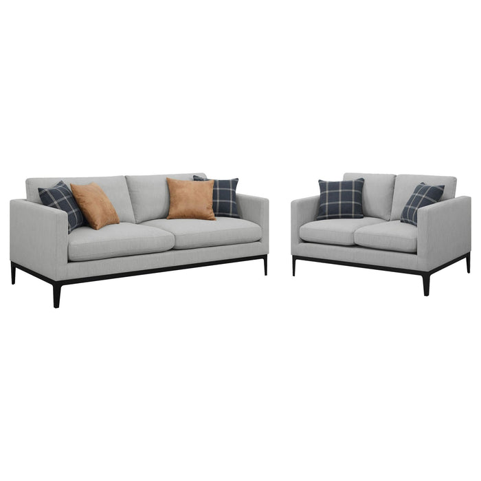 Apperson 2 - piece Upholstered Track Arm Sofa Set Light Grey - Walo Furniture