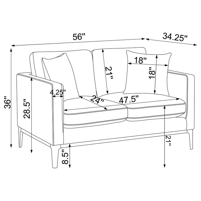 Apperson 2 - piece Upholstered Track Arm Sofa Set Light Grey - Walo Furniture