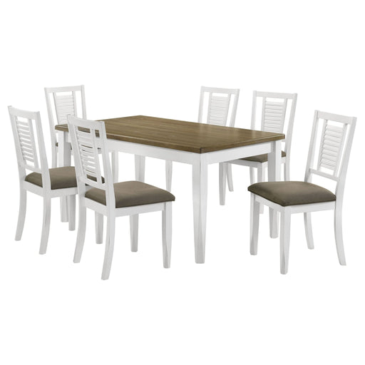 Appleton 7 - piece Rectangular Dining Set Distressed White - Walo Furniture