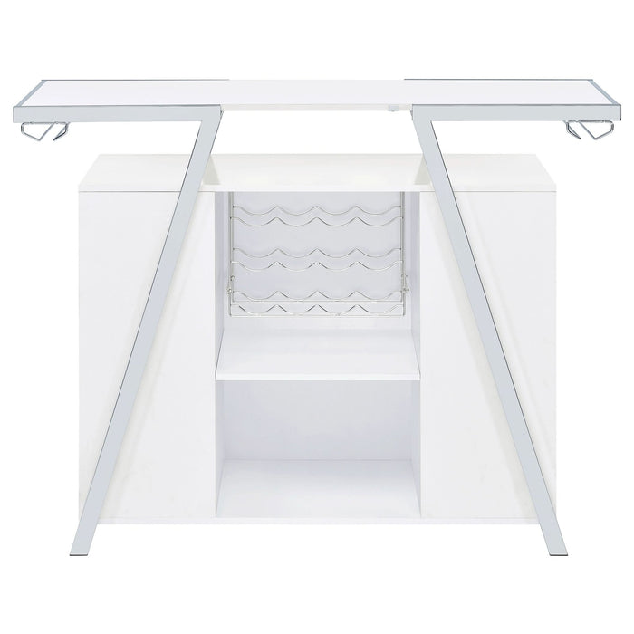 Araceli Freestanding LED Home Bar Cabinet White High Gloss - Walo Furniture