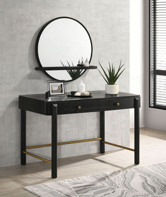 Arini 2 - piece Makeup Vanity Table and Mirror Set Black - Walo Furniture