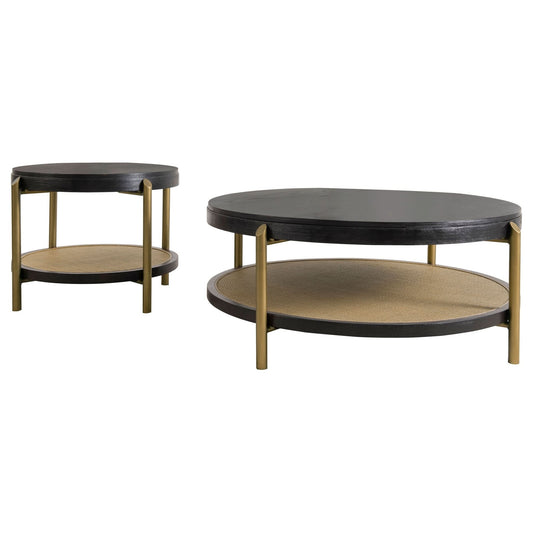 Arini 2 - piece Round Coffee and End Table Set Black - Walo Furniture