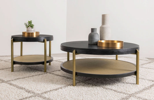 Arini 2 - piece Round Coffee and End Table Set Black - Walo Furniture