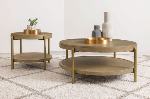 Arini 2 - piece Round Coffee and End Table Set Sand Wash - Walo Furniture