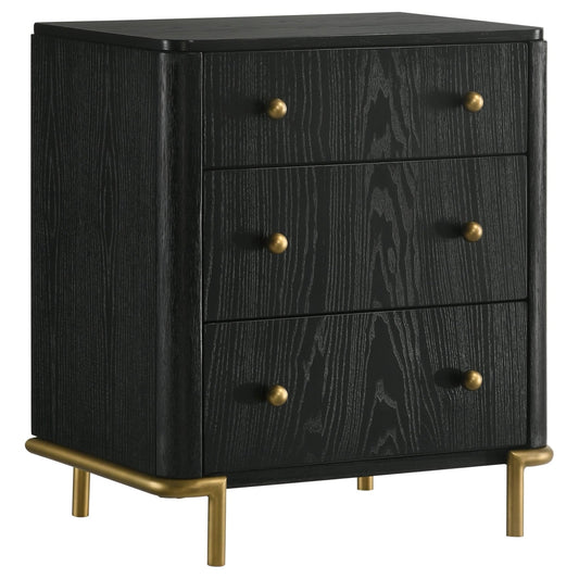 Arini 3 - drawer Nightstand Black - Walo Furniture