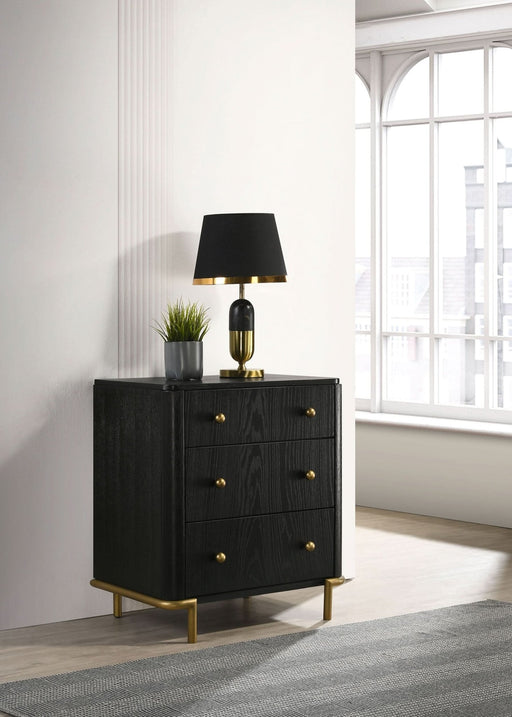 Arini 3 - drawer Nightstand Black - Walo Furniture