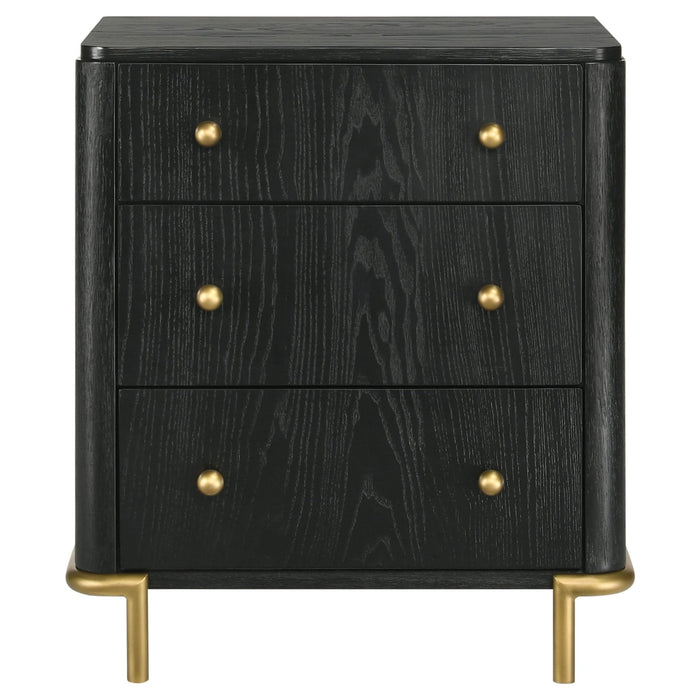 Arini 3 - drawer Nightstand Black - Walo Furniture