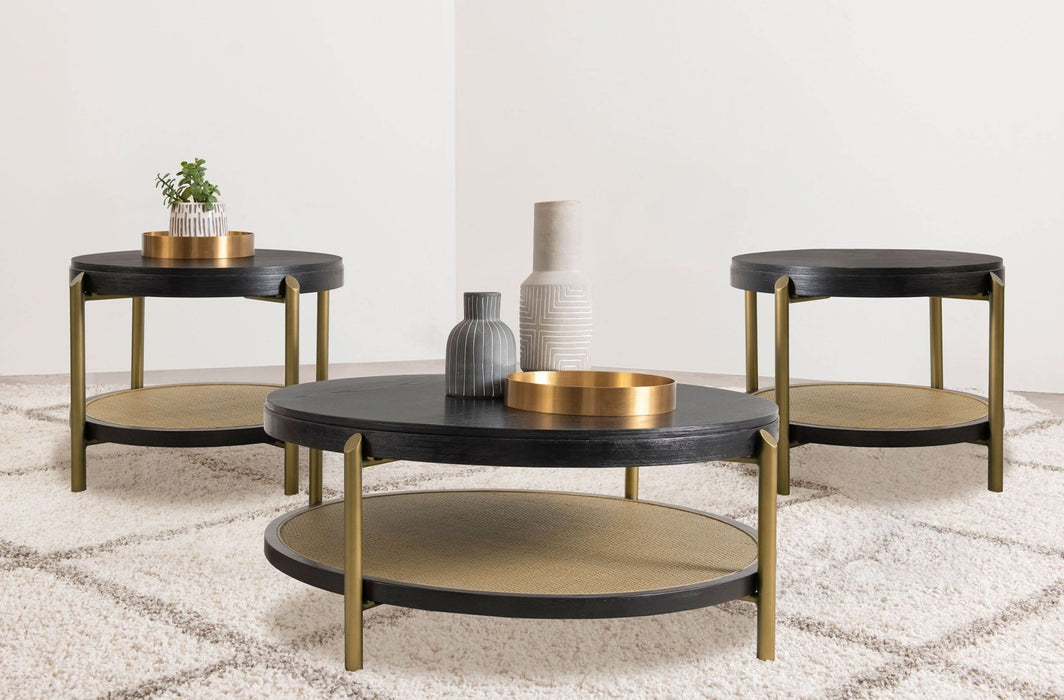 Arini 3 - piece Round Coffee and End Table Set Black - Walo Furniture