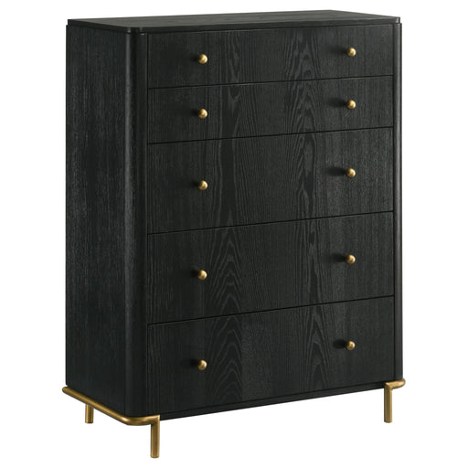 Arini 5 - drawer Bedroom Chest Black - Walo Furniture