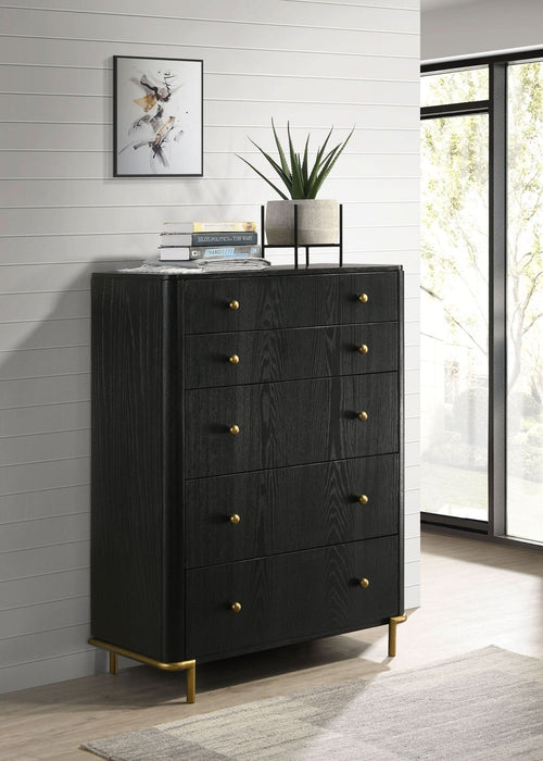 Arini 5 - drawer Bedroom Chest Black - Walo Furniture