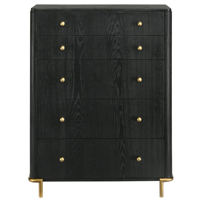 Arini 5 - drawer Bedroom Chest Black - Walo Furniture