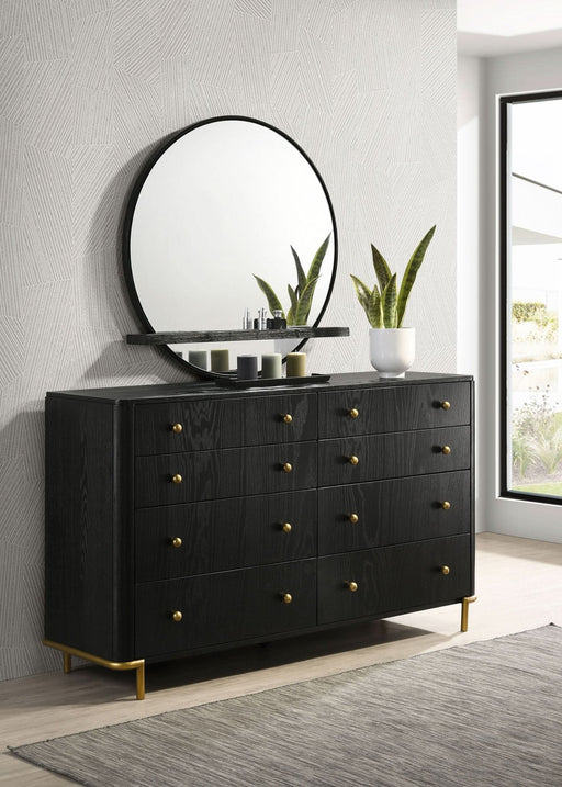 Arini 8 - drawer Dresser with Mirror Black - Walo Furniture