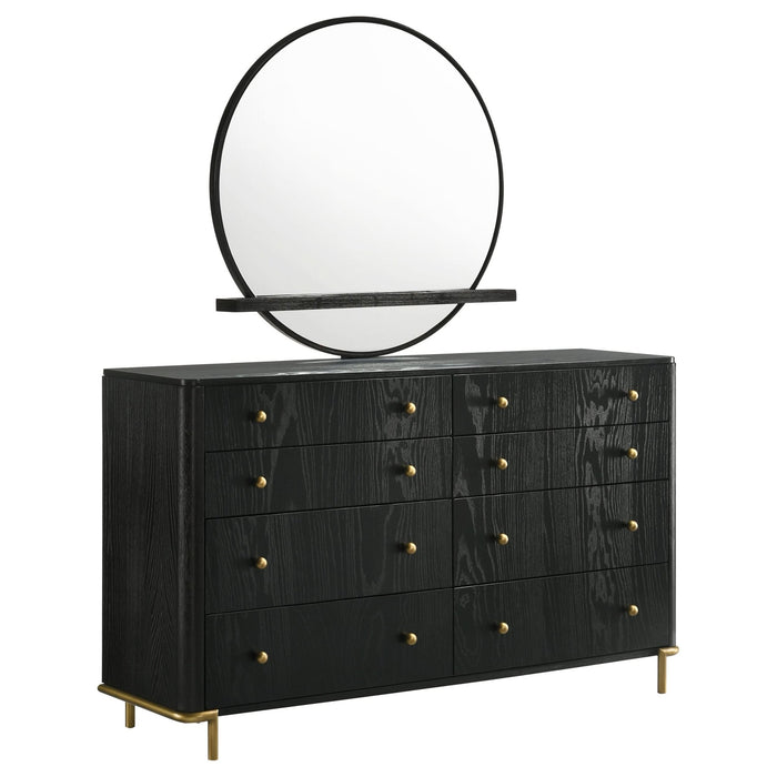 Arini 8 - drawer Dresser with Mirror Black - Walo Furniture