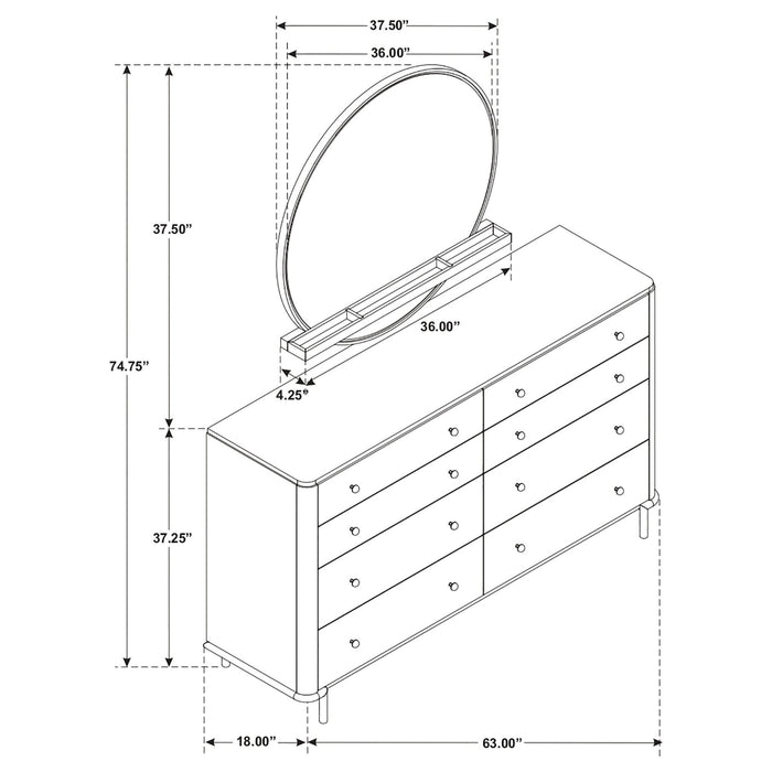 Arini 8 - drawer Dresser with Mirror Black - Walo Furniture