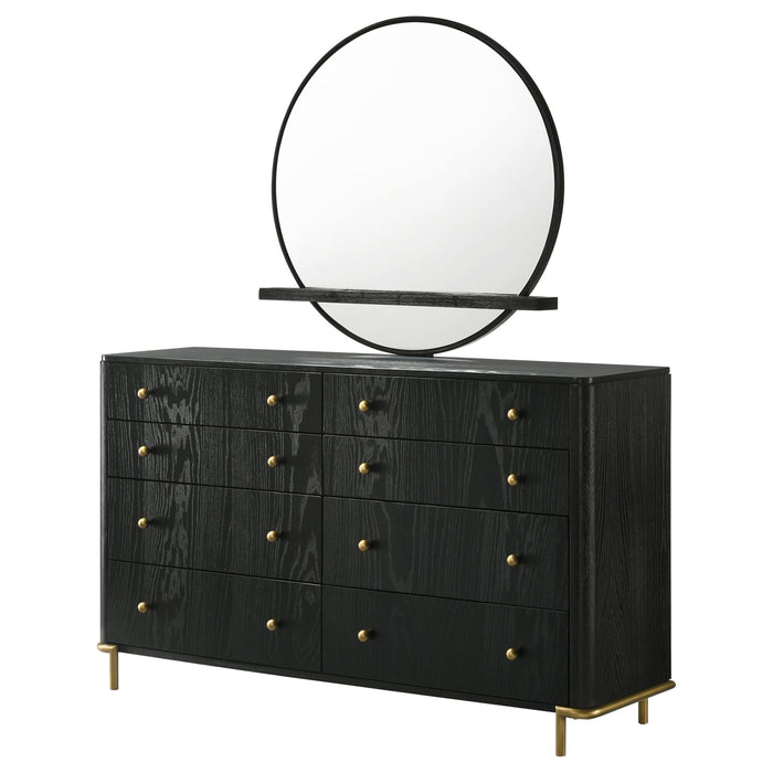 Arini 8 - drawer Dresser with Mirror Black - Walo Furniture