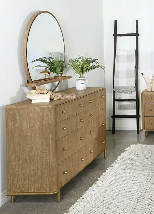 Arini 8 - drawer Dresser with Mirror Sand Wash - Walo Furniture