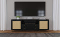 Arini Rattan Cane 2 - door TV Stand Media Console Black - Walo Furniture