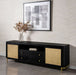 Arini Rattan Cane 2 - door TV Stand Media Console Black - Walo Furniture