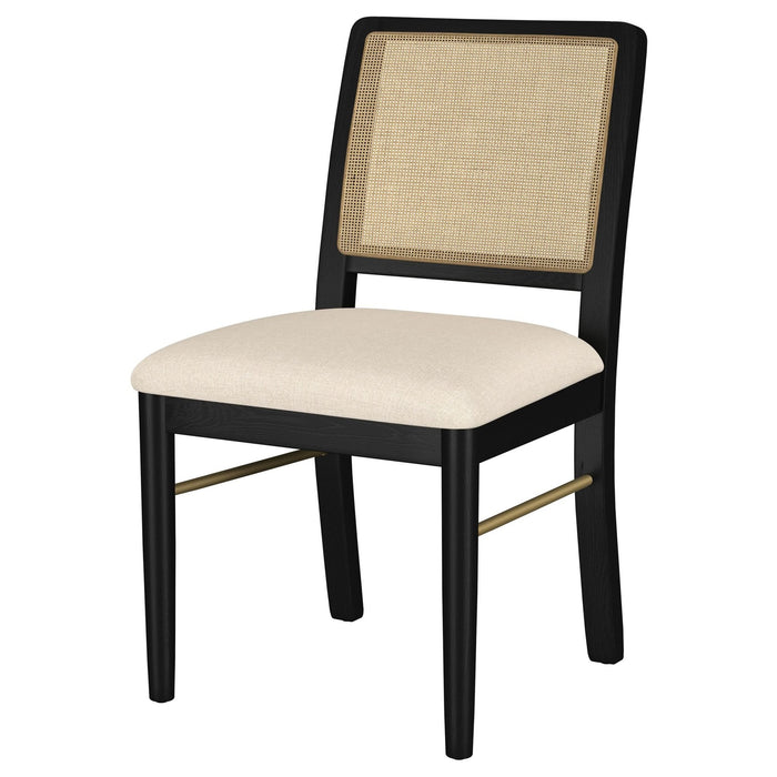 Arini Rattan Cane Dining Side Chair Black (Set of 2) - Walo Furniture