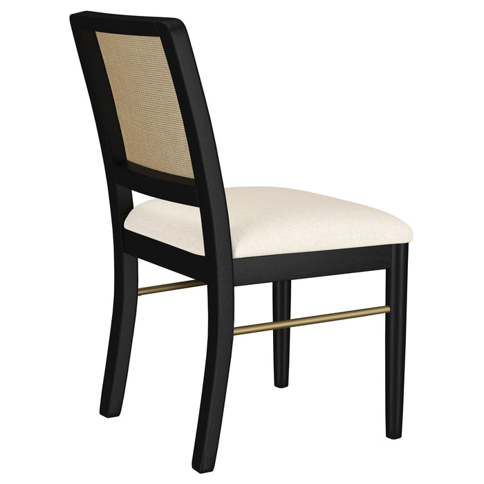 Arini Rattan Cane Dining Side Chair Black (Set of 2) - Walo Furniture