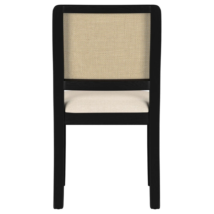 Arini Rattan Cane Dining Side Chair Black (Set of 2) - Walo Furniture