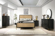 Arini Rattan Eastern King Panel Bed Black and Natural - Walo Furniture