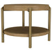 Arini Round End Side Table With Storage Shelf Sand Wash - Walo Furniture