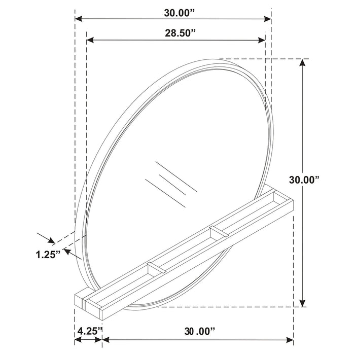 Arini Round Vanity Wall Mirror with Shelf Sand Wash - Walo Furniture