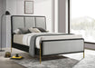 Arini Upholstered Eastern King Panel Bed Black and Grey - Walo Furniture