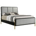 Arini Upholstered Eastern King Panel Bed Black and Grey - Walo Furniture