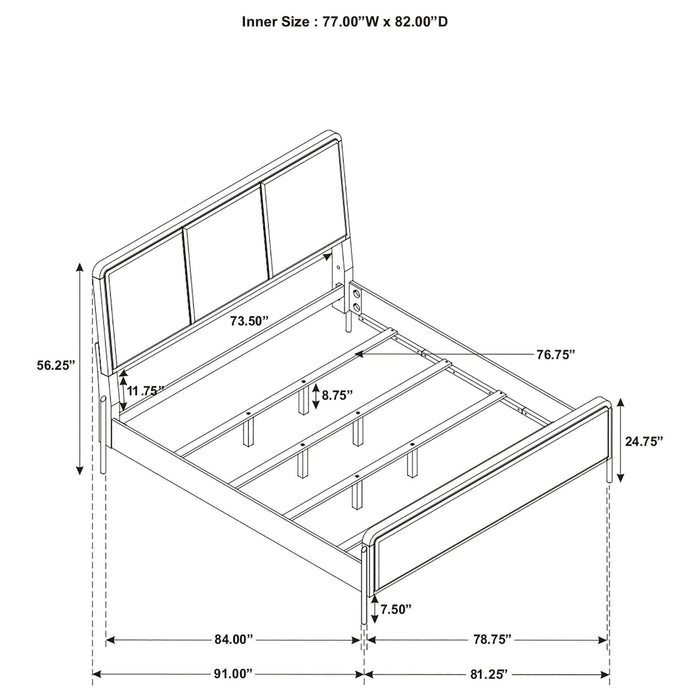 Arini Upholstered Eastern King Panel Bed Black and Grey - Walo Furniture