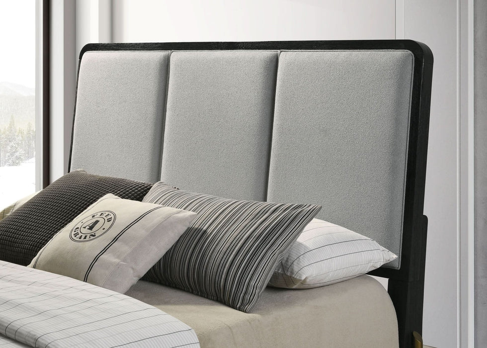 Arini Upholstered Queen Panel Bed Black and Grey - Walo Furniture