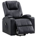 Armstrong Upholstered Power Lift Massage Recliner Black - Walo Furniture