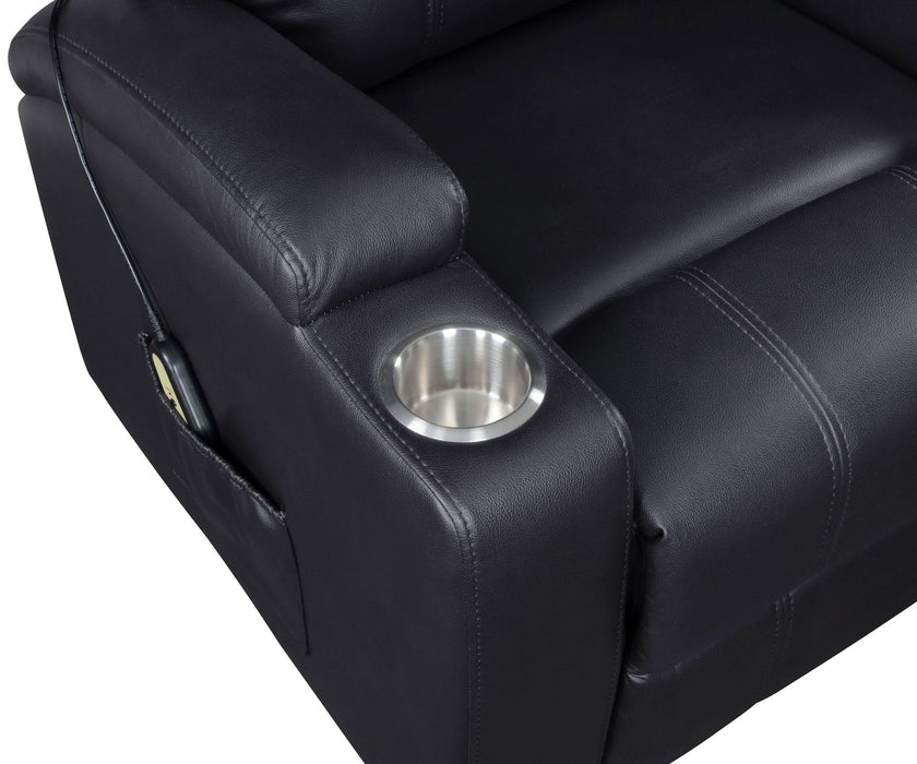 Armstrong Upholstered Power Lift Massage Recliner Black - Walo Furniture