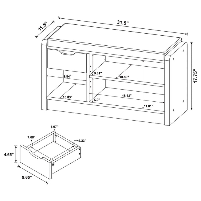 Arrington Storage Bench Black - Walo Furniture