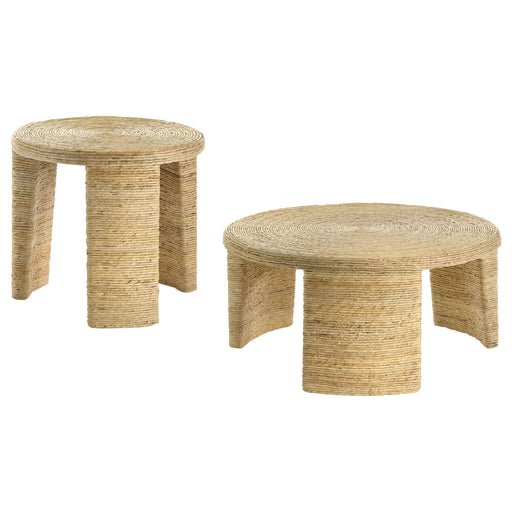 Artina 2 - piece Rattan Coffee and End Table Set Natural - Walo Furniture