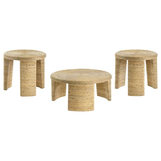 Artina 3 - piece Rattan Coffee and End Table Set Natural - Walo Furniture